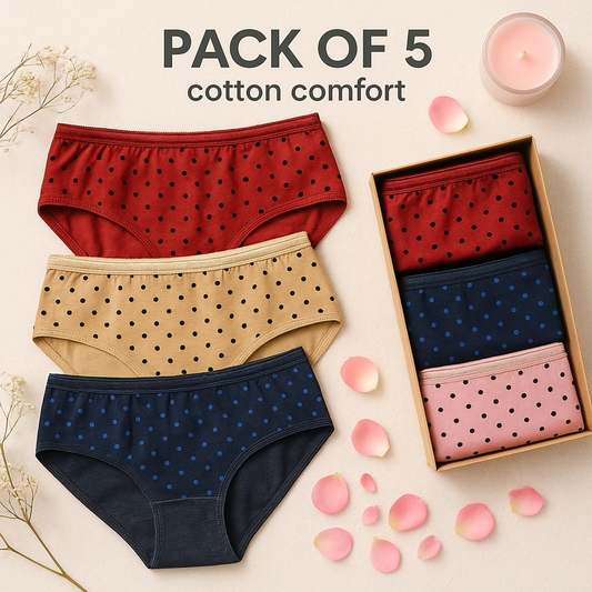 Polka Dotted Cotton Brief Women Comfortable Seamless Underwear Panties