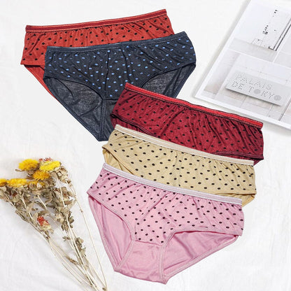 Polka Dotted Cotton Brief Women Comfortable Seamless Underwear Panties