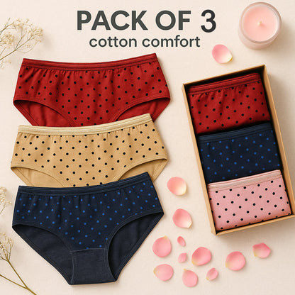 Polka Dotted Cotton Brief Women Comfortable Seamless Underwear Panties