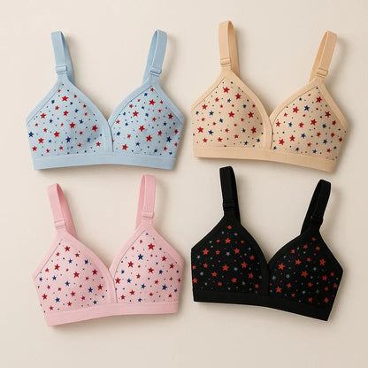 Pack Of 4 Soft Cotton Fabric Imported Style Printed-Bra